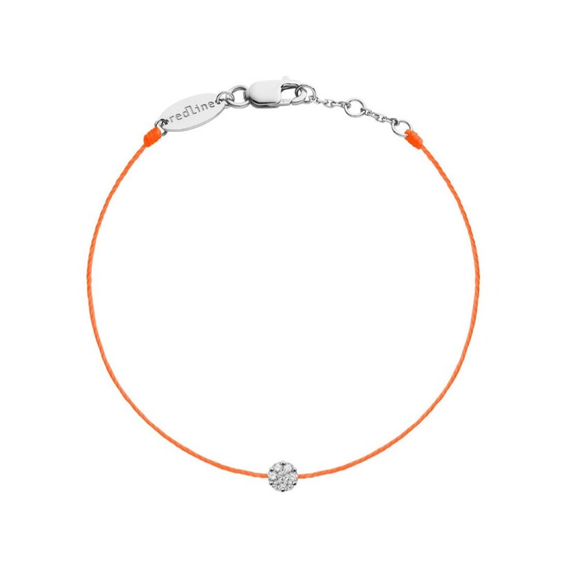 Bracelet RedLine Illusion sur cordon orange fluo, en or blanc et diamants